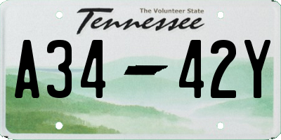 TN license plate A3442Y