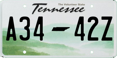 TN license plate A3442Z