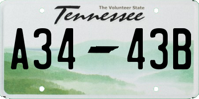 TN license plate A3443B