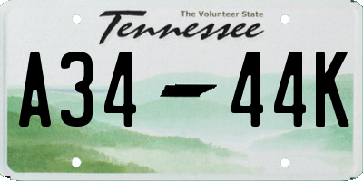TN license plate A3444K