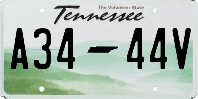 TN license plate A3444V