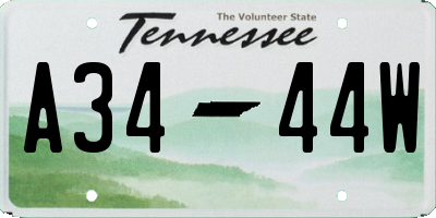 TN license plate A3444W