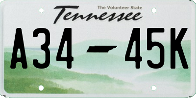 TN license plate A3445K