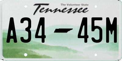 TN license plate A3445M