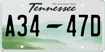 TN license plate A3447D