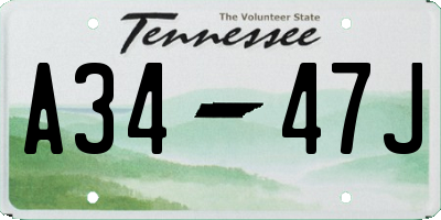TN license plate A3447J
