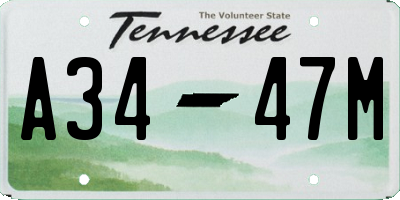 TN license plate A3447M