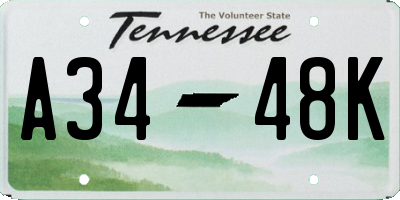 TN license plate A3448K