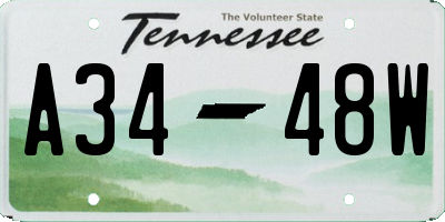 TN license plate A3448W