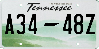 TN license plate A3448Z