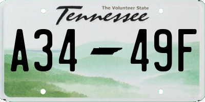 TN license plate A3449F