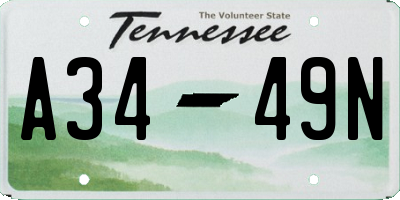 TN license plate A3449N