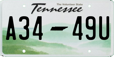 TN license plate A3449U