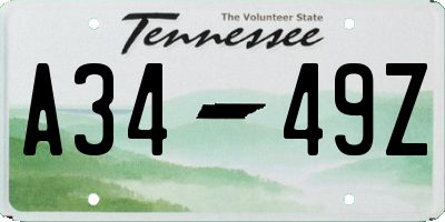 TN license plate A3449Z