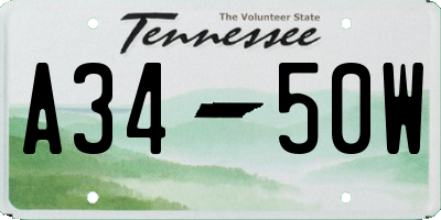TN license plate A3450W