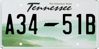 TN license plate A3451B