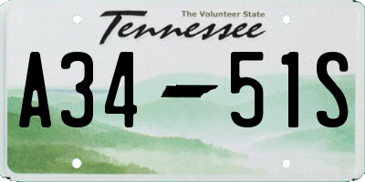 TN license plate A3451S