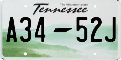 TN license plate A3452J