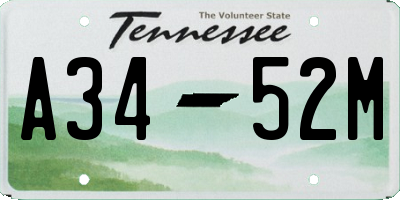 TN license plate A3452M