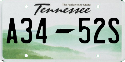 TN license plate A3452S