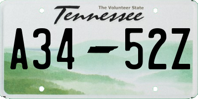 TN license plate A3452Z