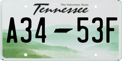 TN license plate A3453F