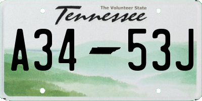 TN license plate A3453J