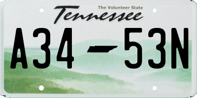 TN license plate A3453N