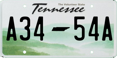 TN license plate A3454A