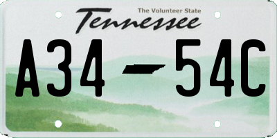 TN license plate A3454C
