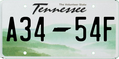 TN license plate A3454F