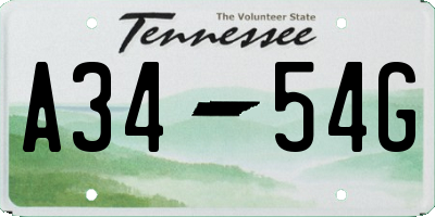 TN license plate A3454G
