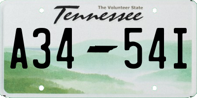 TN license plate A3454I