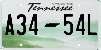 TN license plate A3454L