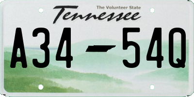 TN license plate A3454Q