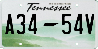 TN license plate A3454V