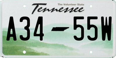 TN license plate A3455W