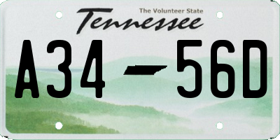 TN license plate A3456D