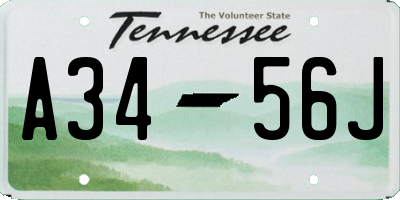 TN license plate A3456J