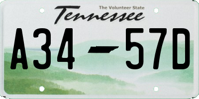 TN license plate A3457D