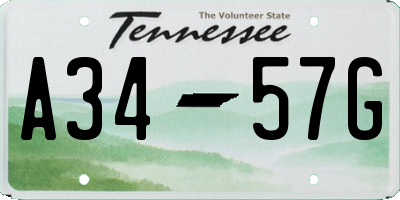 TN license plate A3457G