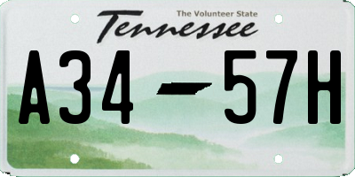 TN license plate A3457H