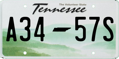 TN license plate A3457S