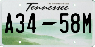 TN license plate A3458M