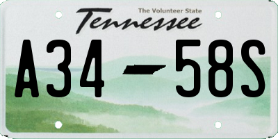TN license plate A3458S