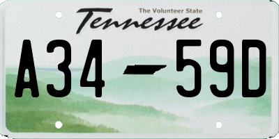 TN license plate A3459D