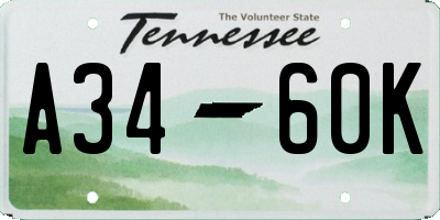 TN license plate A3460K