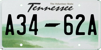 TN license plate A3462A