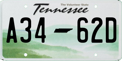 TN license plate A3462D