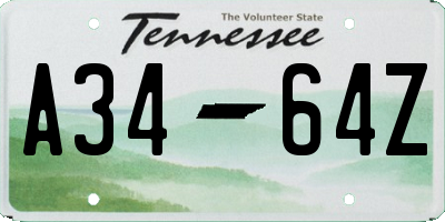 TN license plate A3464Z